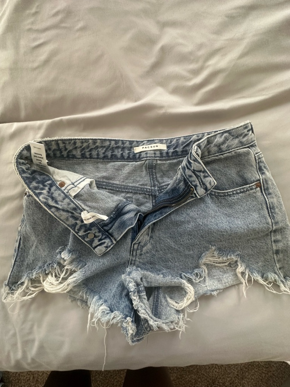 PacSun Light Wash Frayed Denim Shorts